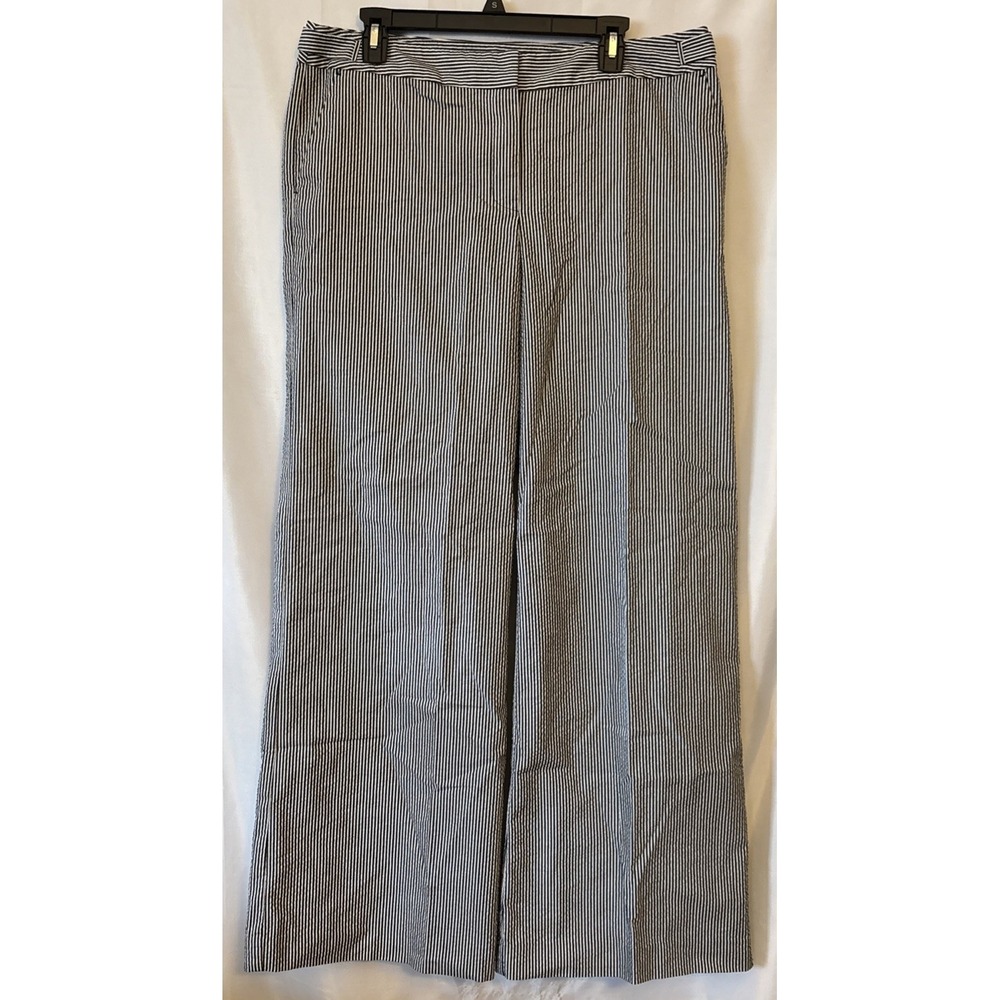 Liz Claiborne‎ Jackie Pants 14 Black And White Pinstripe Wide Straight Leg 36x32
